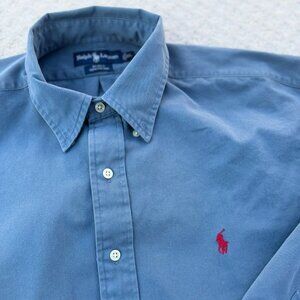 Polo Ralph Lauren Blake Button Up Shirt Men XL Faded Blue Long Sleeve 100% Cotto